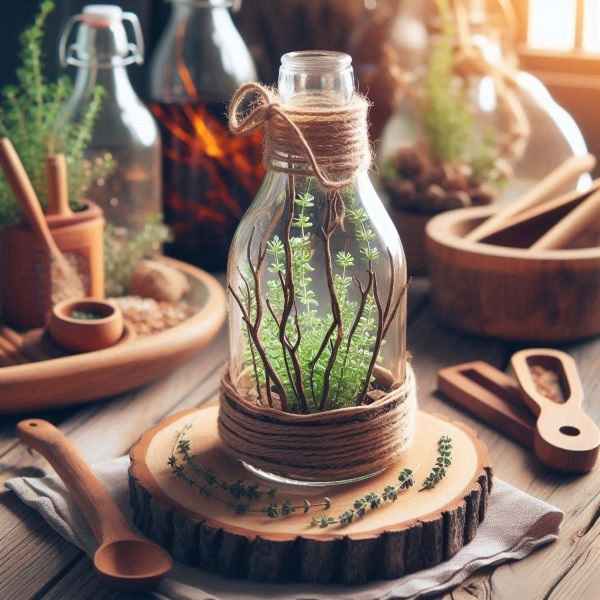 استفاده از بطری شیشه ای برای گلدان
