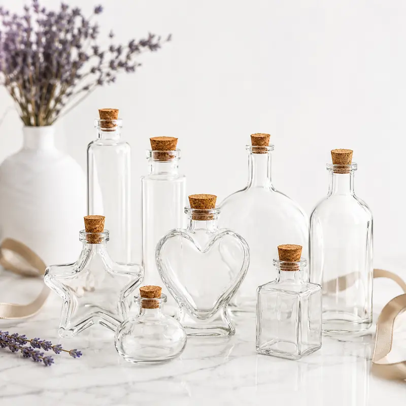 بطری گیفت عمده شیشه ای در مدل های مختلف با درب چوب پنبه ای مناسب خرید عمده
