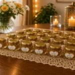 شیشه گیفت عسل طرح مکعبی کوتاه برای گیفت های عروسی و مراسم های شاد